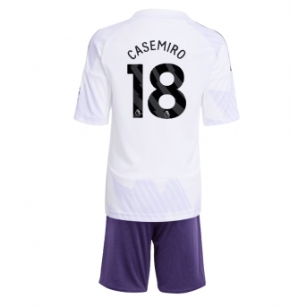 Billige Fotballdrakt Manchester United Casemiro #18 Replika Bortedraktsett Barn 2025-26 Kortermet (med bukser)